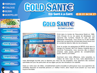 Site internet vitrine de Gold Santé spécialisé dans Mutuelle santé “sur mesure”.